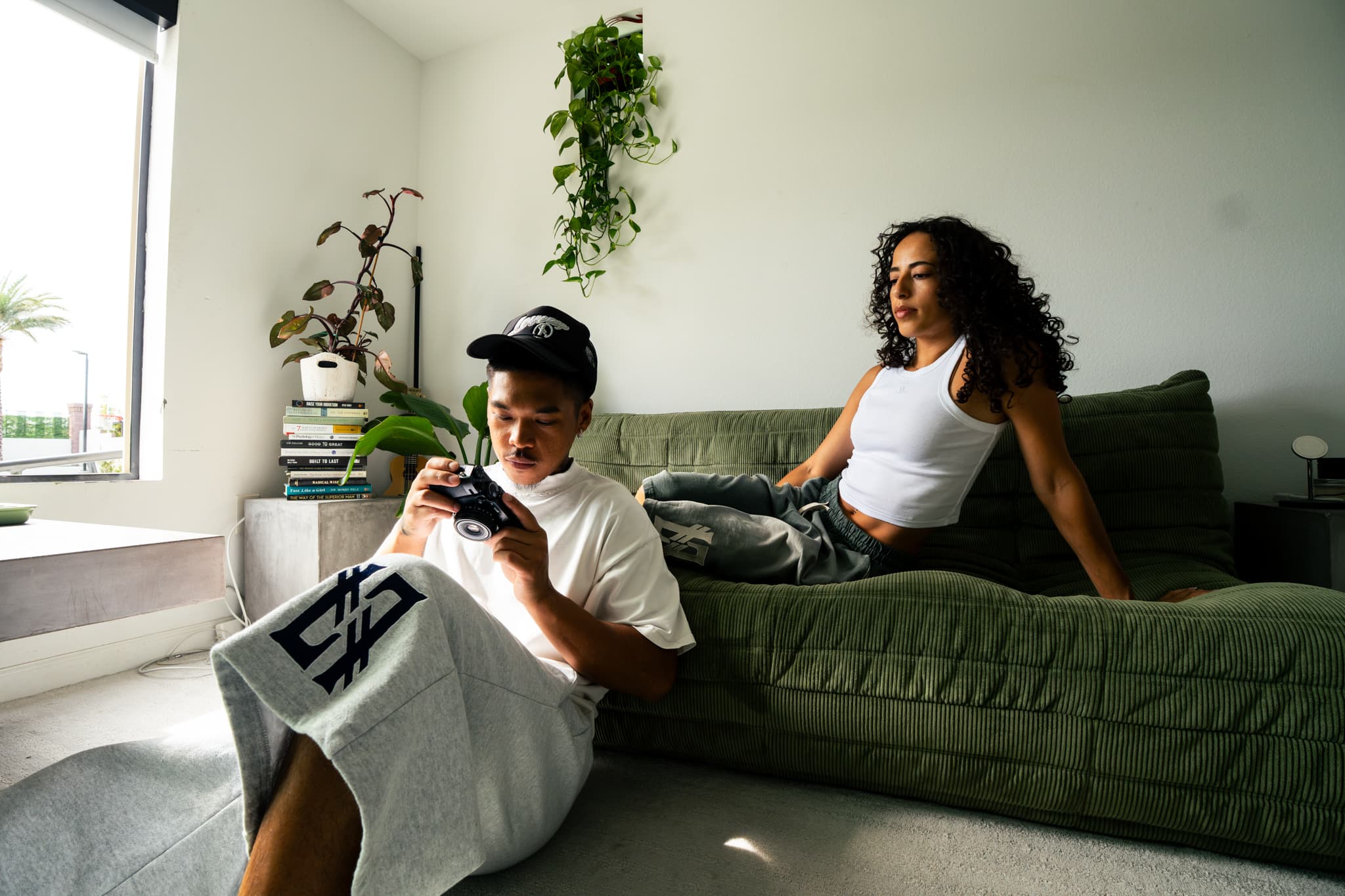 Leverage Closet tee and sweat shorts, worn